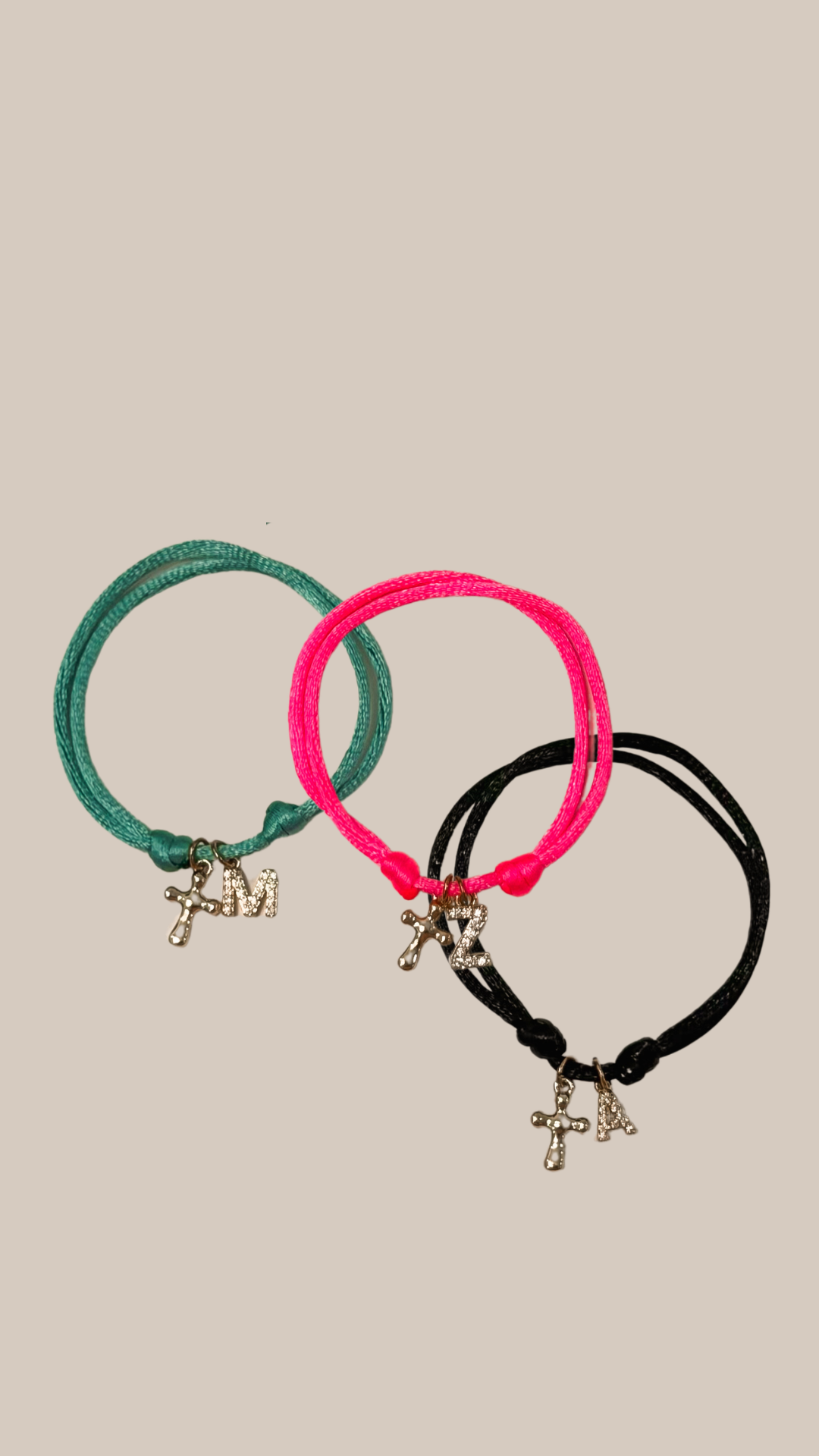 INITIAL CROSS CORD BRACELET